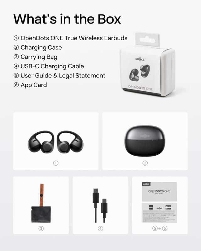 Fones de ouvido abertos SHOKZ OpenDots ONE Bluetooth com microfone